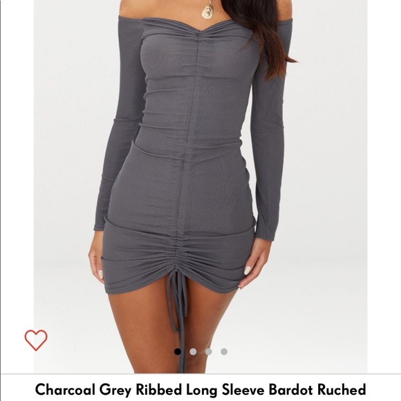 Grey ruched BodyCon Mini Dress - Picture 2 of 4